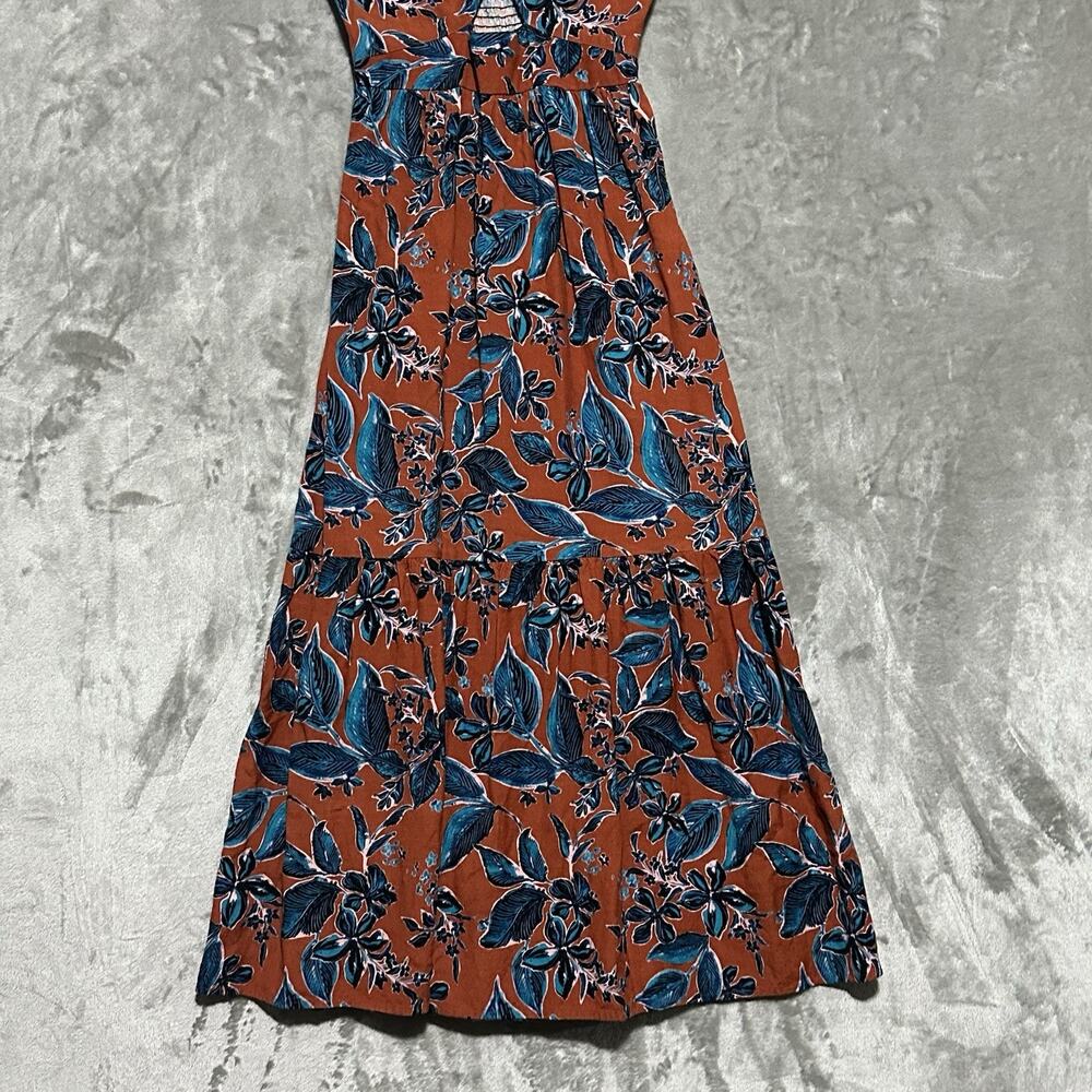 Jason Wu Smocked Floral Terracotta Cutout Midi Dress Beaded Womens XS Tropical - Picture 3 of 11